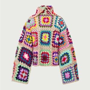 Mochi Colorful Crochet Patchwork Sweater